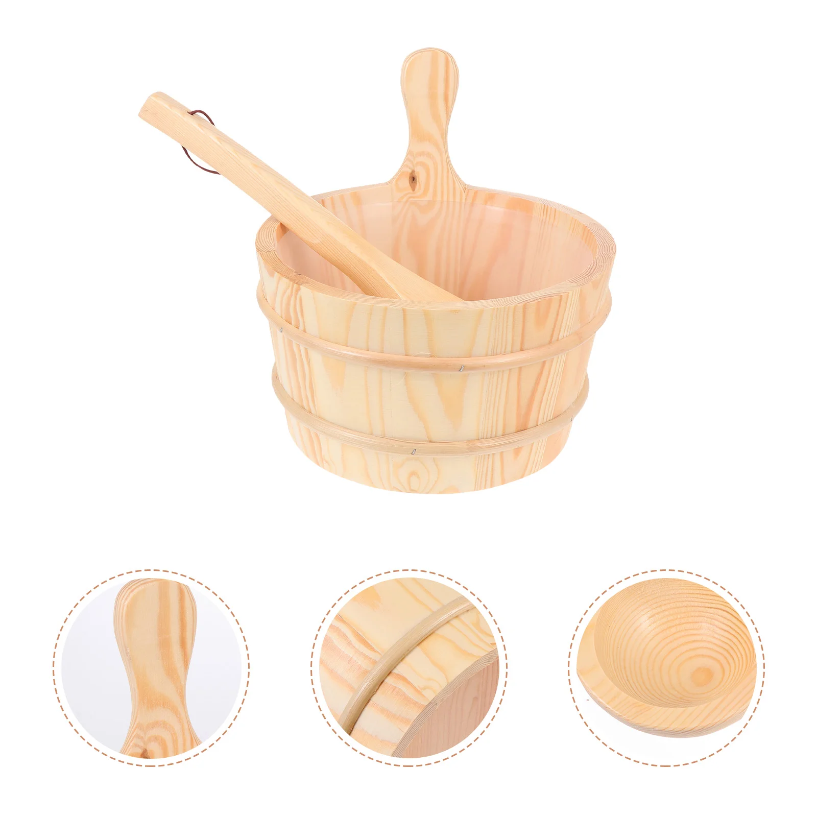 

Bath Bucket Spoon Spa Kit Bathing Barrel Wooden Sauna Accessories Room Supplies Practical