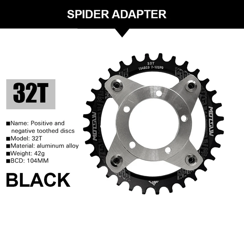 MOTSUV E-Bike Crankset 104BCD Chainring Adapter Kit For Bafang Mid Drive Motor BBS01 BBS02 Bicycle Conversions Parts