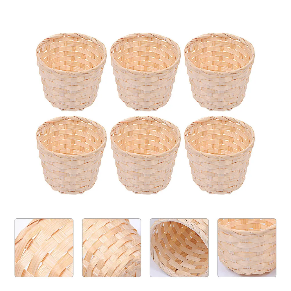 

9pcs Bamboo Woven Baskets Large Storage Basket For Home Garden Flower Organizer Sundries Container Household Basket Woven Design