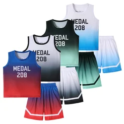2 Pcs Summer Children's Quick Drying Sports Suit Boys' Comfortable And Breathable Multi-color Vest Girls' Running Casual Shorts