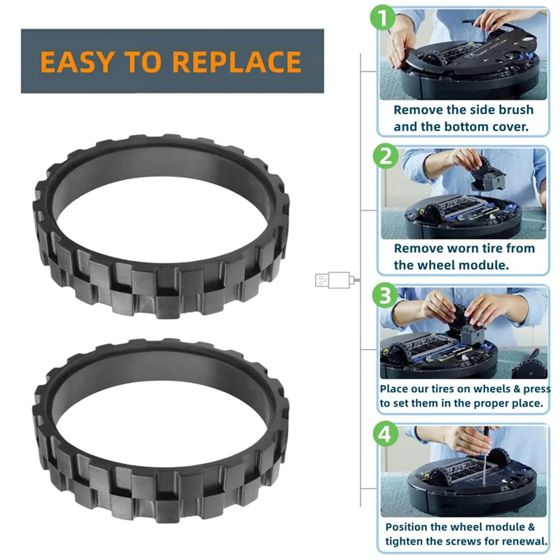 Acessórios de pneus AA80 para Irobot Roomba Vacuum 500, 600, 700, 800, 900, E5, E6, I7 Series