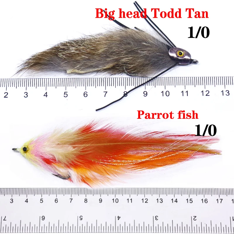 New 1pcs/2pcs pack realistic bass&pike salmon fly fishing flies rat/frog/baitfish pattern 2#1/0 freshwater streamer big fly lure