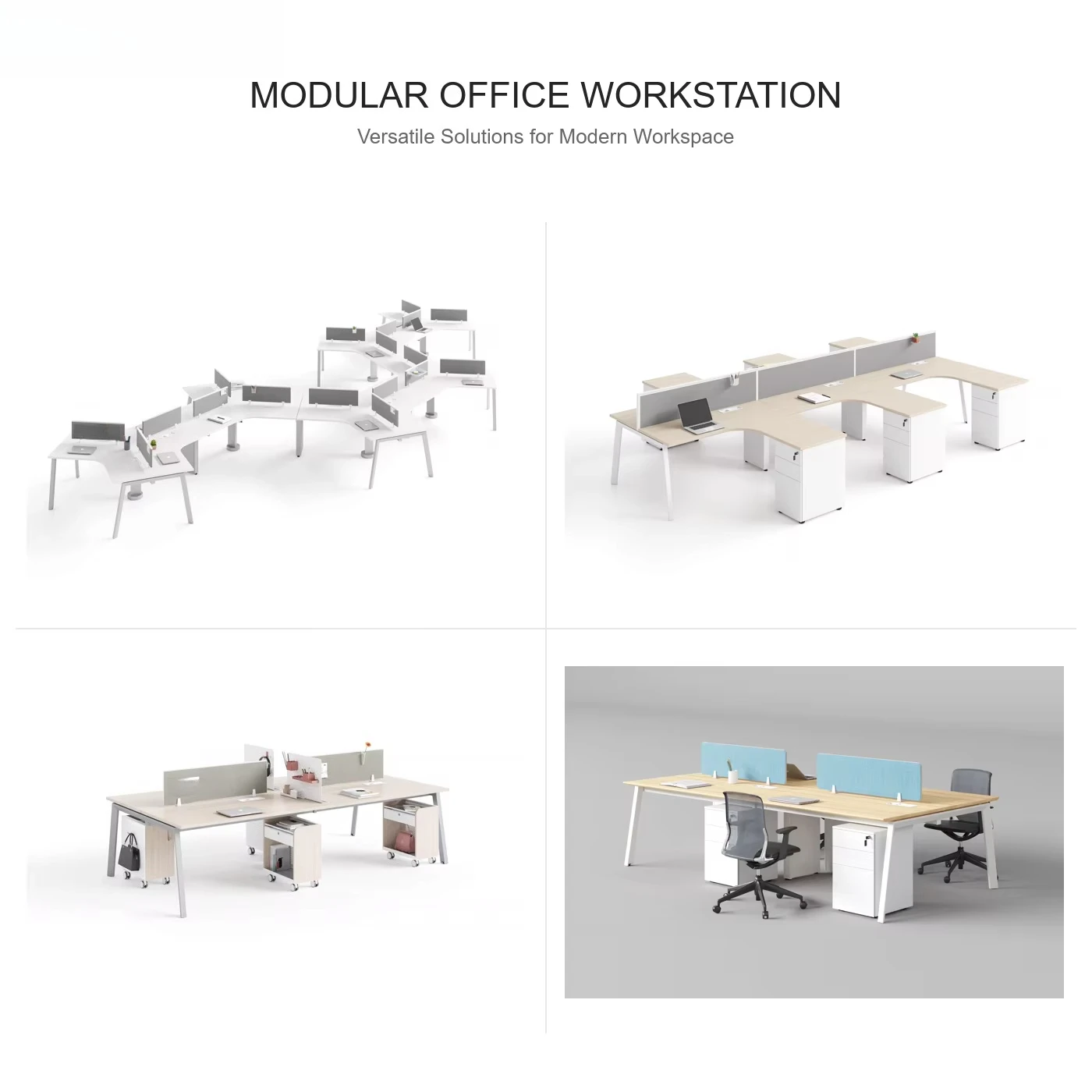 Modern 4-8 Person Office Workstation A-Frame Inclined Steel Leg Bench Desk Acoustic Partition Screen OEM