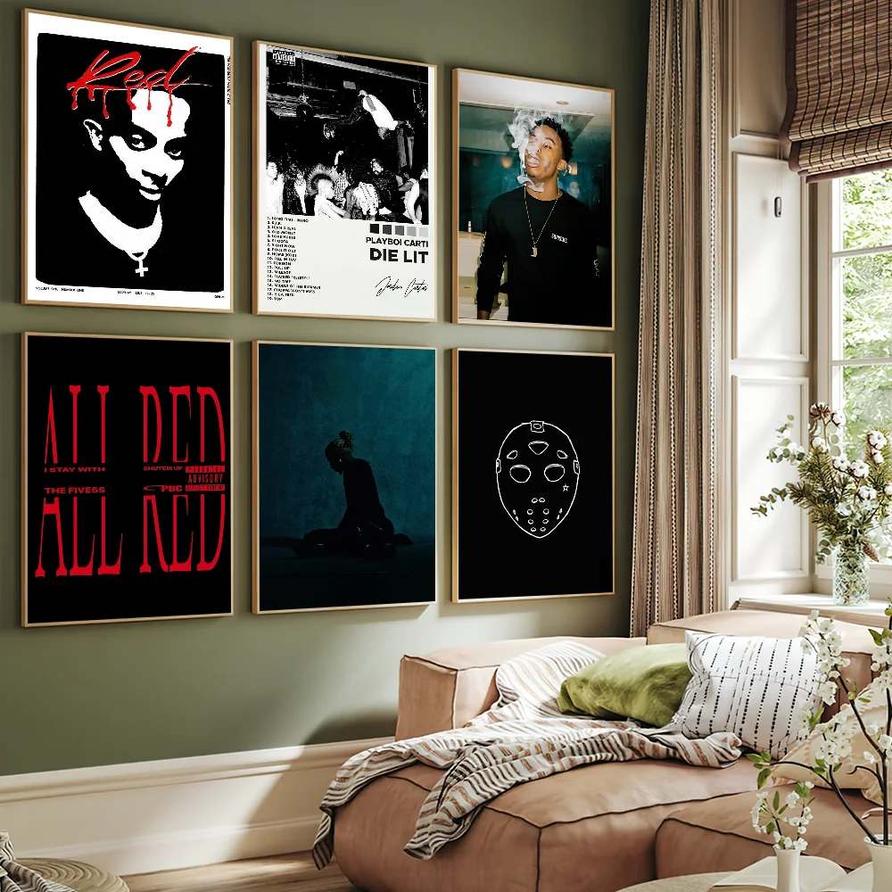 Rapper P-Playboi C-Carti Whole Lotta Red Poster Pop Art Wall Painting Stickers Small Decor Aesthetic Bar Coffee House Indoor