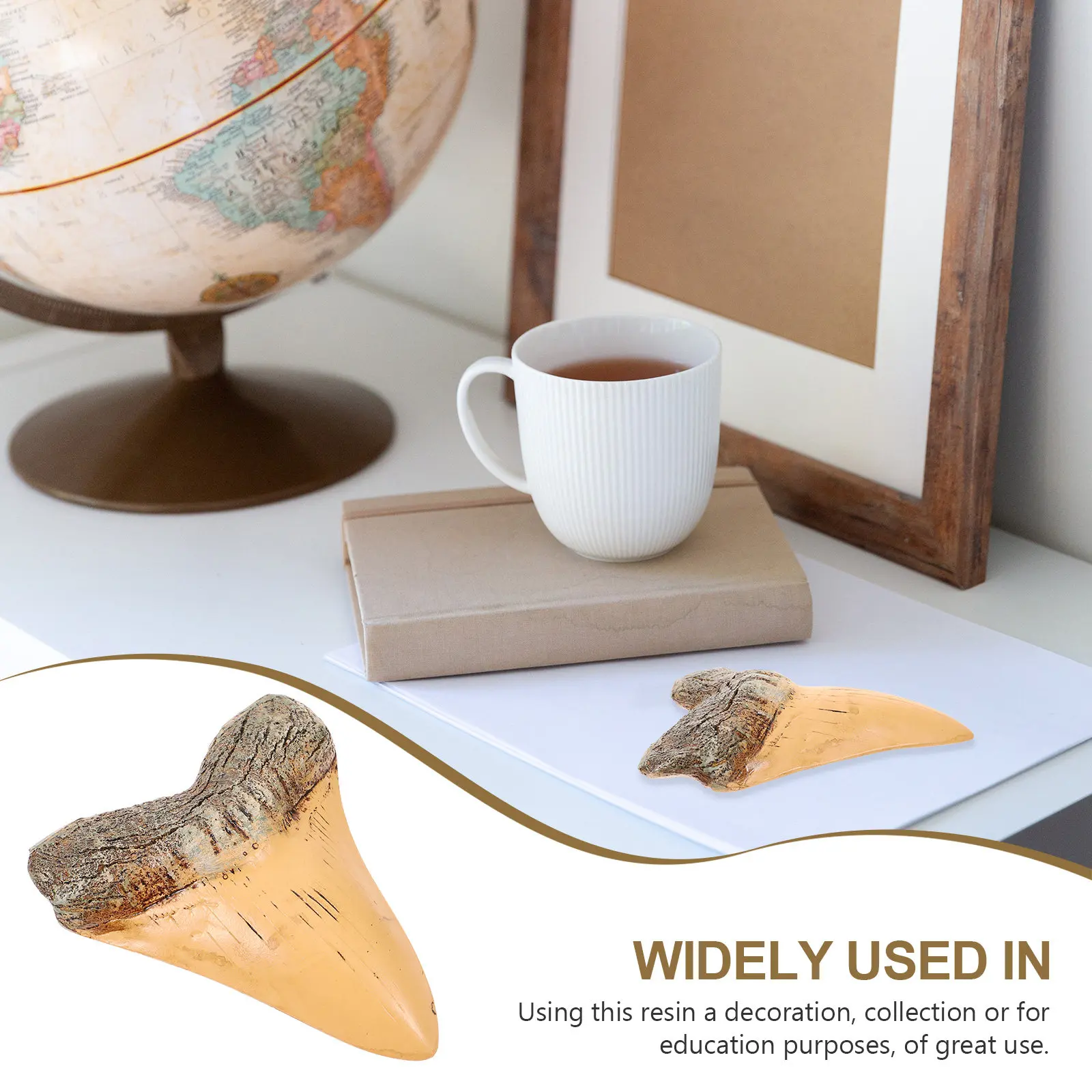 Resin Shark Teeth Decor – Retro Desktop Ornament for Home Office, Shelf Display, Educational Collection & Gift