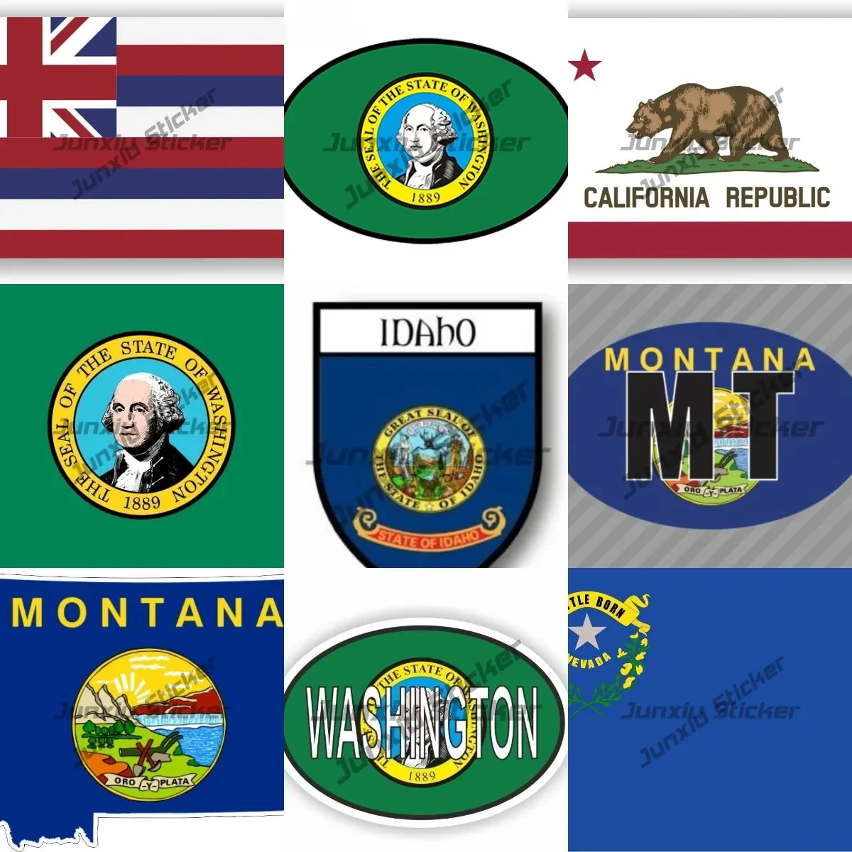 Idaho Hawaii Washington California Montana Hawaii State Flag Sticker FLORIDA STATE Flag Sticker ALASKA STATE Flag Texas Sticker