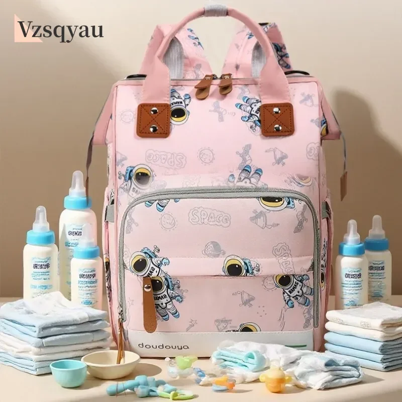 Nylon Backpack With Fashionable Printing And Versatile Shoulder Bag Casual Large Capacity Insulated Mommy Bags Diaper Bags Gifts