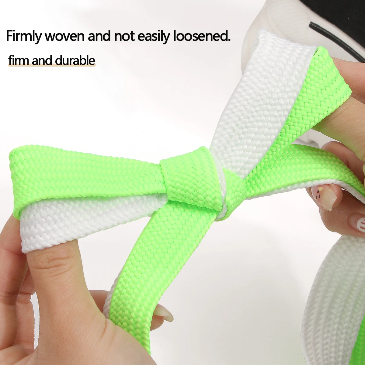 Neuer Stil, 2,2 cm breit, flache Polyester-Schnürsenkel, einfarbig, hochwertige, hochästhetische Schuhschnüre für Mädchen – Detail 5
