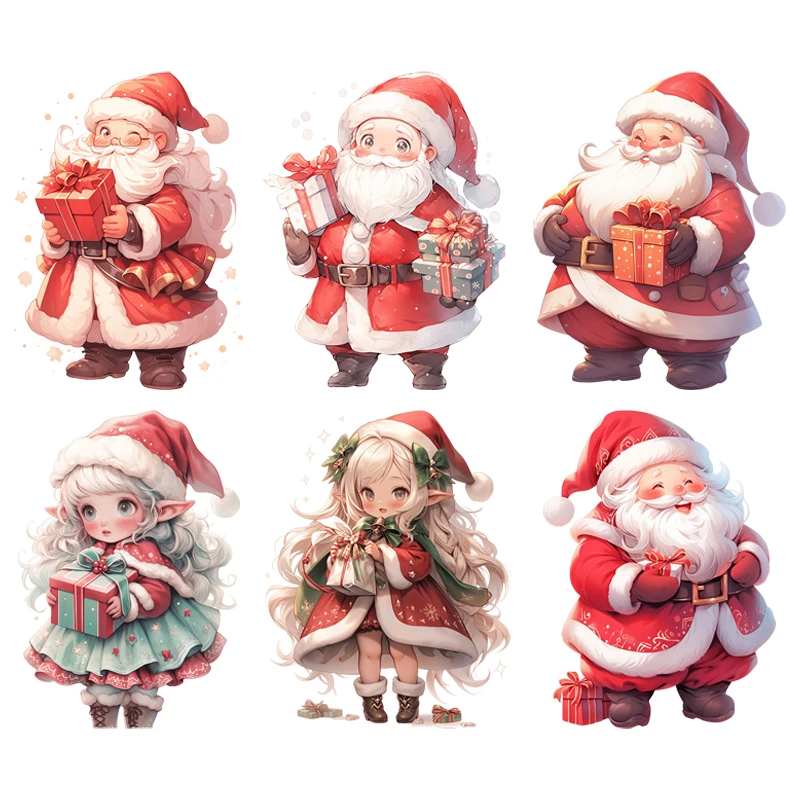 

White Beard Christmas the elderly and elf iron on transfer for clothing dtf transfers ready to press Heat Transfer Printing