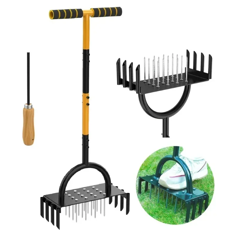 2-in-1 Gardening Outdoor Portable Soil Loosening and Turning Machine Lawn Nail Manual Tool