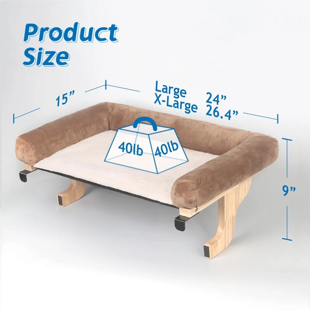 Cat Perch Window Sill Hammock Bed with Bolster Orthopedic Pet Cushion Large Size