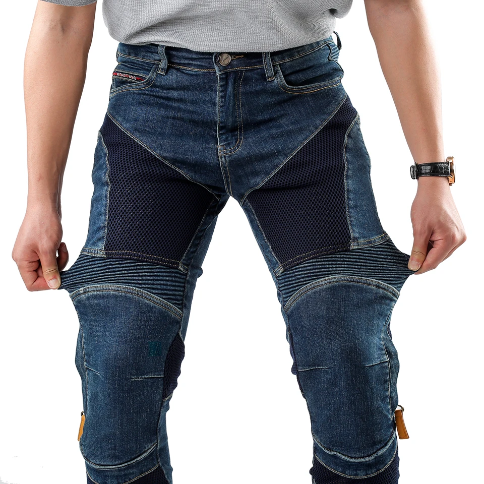 Kevlar Motorrad-Jeans für Herren Sommer-Fahrhosen Blaue Dirt-Bike-Hosen Abriebfest mit Netzbelüftung Langlebig – Detail 24