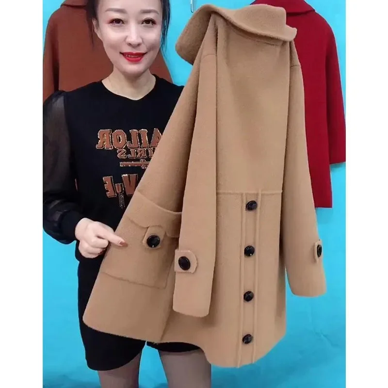 Spring Autumn New Jacket Middle-Aged Elderly Women's New Double-Sided Woolen Coat High-Grade Cardigan Mother's Outerwear Ladies