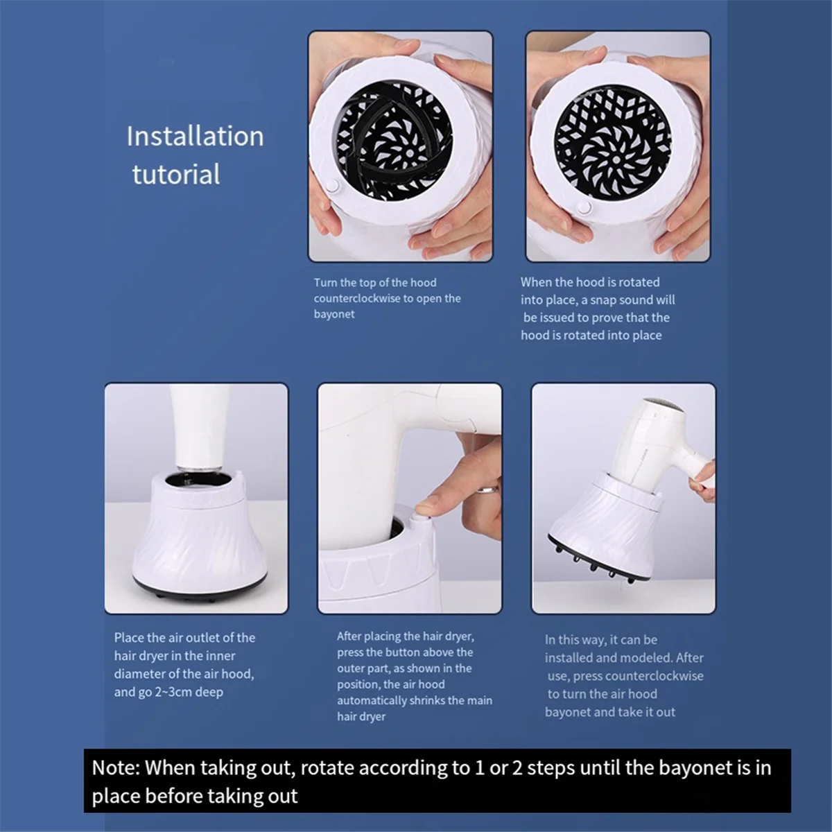 Universal Interface Haartrockner Haube für Friseursalon Haube bläst lockiges Haar Styling Styling Haartrockner Zubehör, schwarz