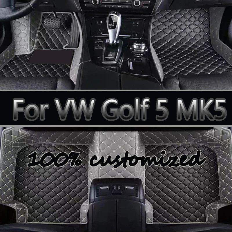 

Кожаные автомобильные коврики на заказ для VW VW Golf 5 MK5 2004 2005 2006 2007, ковры, подушечки для ног, аксессуары