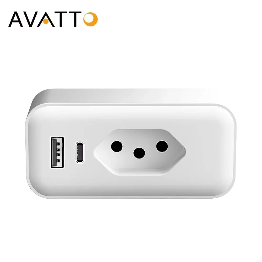 Prise intelligente WiFi AVATTO 16A/20A Tuya avec moniteur d'alimentation, avec prises de courant intelligentes USB/type-c pour Google Home, Alexa