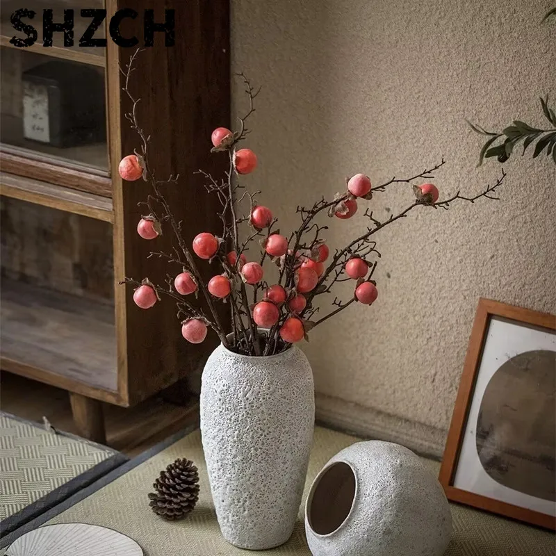 Keramikvase im Chinesischen Stil, Ruhiger Wind, Wohndekoration, Blumenarrangement, Töpferware