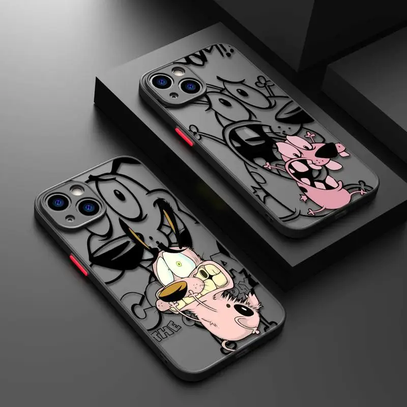 Courage The Cowardly-Dog Icon Phone Case For iPhone 15 14 11 Pro Max 13 12 Mini XR X SE 7 8 6 6S Plus Hard Matte Shell