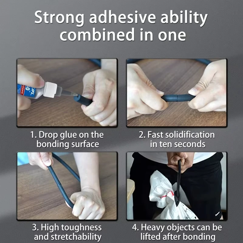 Loolifl480 Instant Rubber Glue, Black Cyanoacrylate Adhesive, Suitable for Repairing Rubber, Leather, Metal, Ceramics, Shoes, and Electronic Products, High-Strength Flexible Instant Strong Glue, Universal Quick-Drying Adhesive, Suitable for Bonding Rubber Products and Home Maintenance - view 3