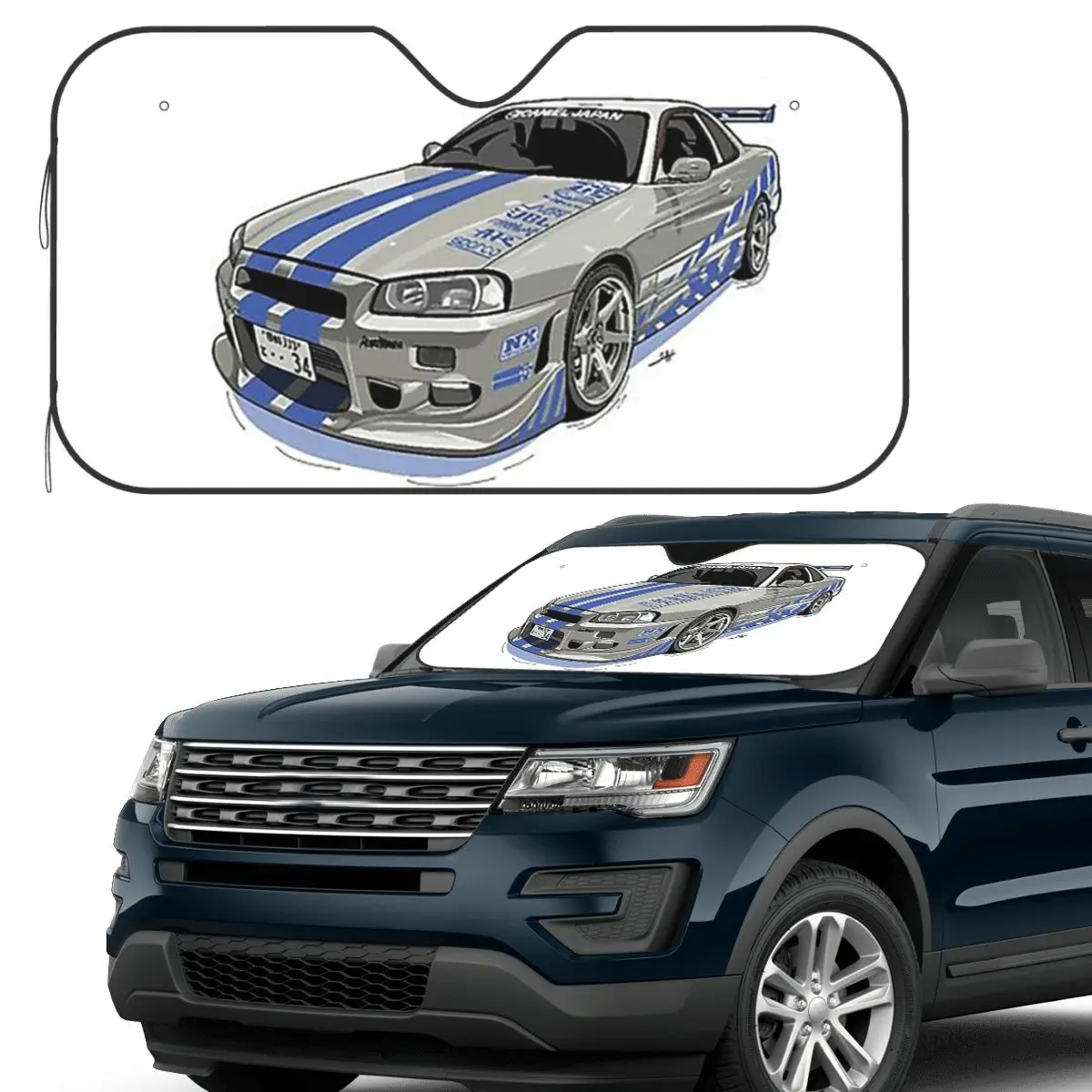 

Солнцезащитный козырек Fast And Furious Skyline, лобовое стекло автомобиля, переднее лобовое стекло, солнцезащитный козырек, аксессуары, чехлы