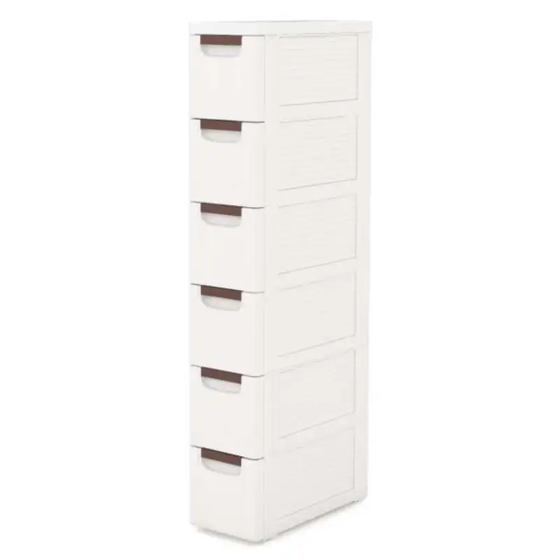3/4/5/6-Drawer Rolling Organizer Unit Narrow Storage Cabinet with Built-In Wheels for Small Space-6-Drawer