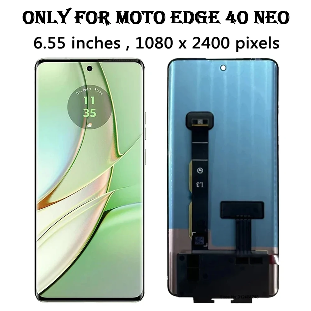 Tested Edge 40 Neo For Motorola LCD, Full OLED Display Touch Screen Digitizer Assembly, 6.55\