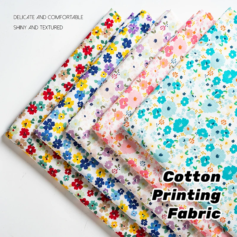 100% Cotton Poplin Fabrics Pastoral Floral Print Flower Pattern Sewing For ball jointe Doll kid dress Quilted Textiles By Meters