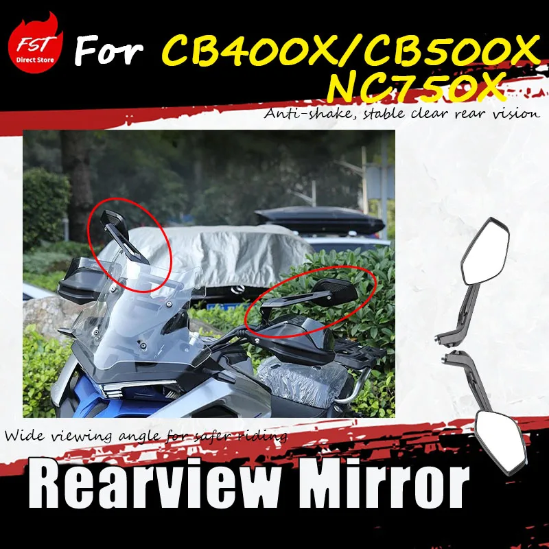 For CB400X/CB500X/NC750X models, after installing the accessory metal reflective rearview mirror stable clear rear vision
