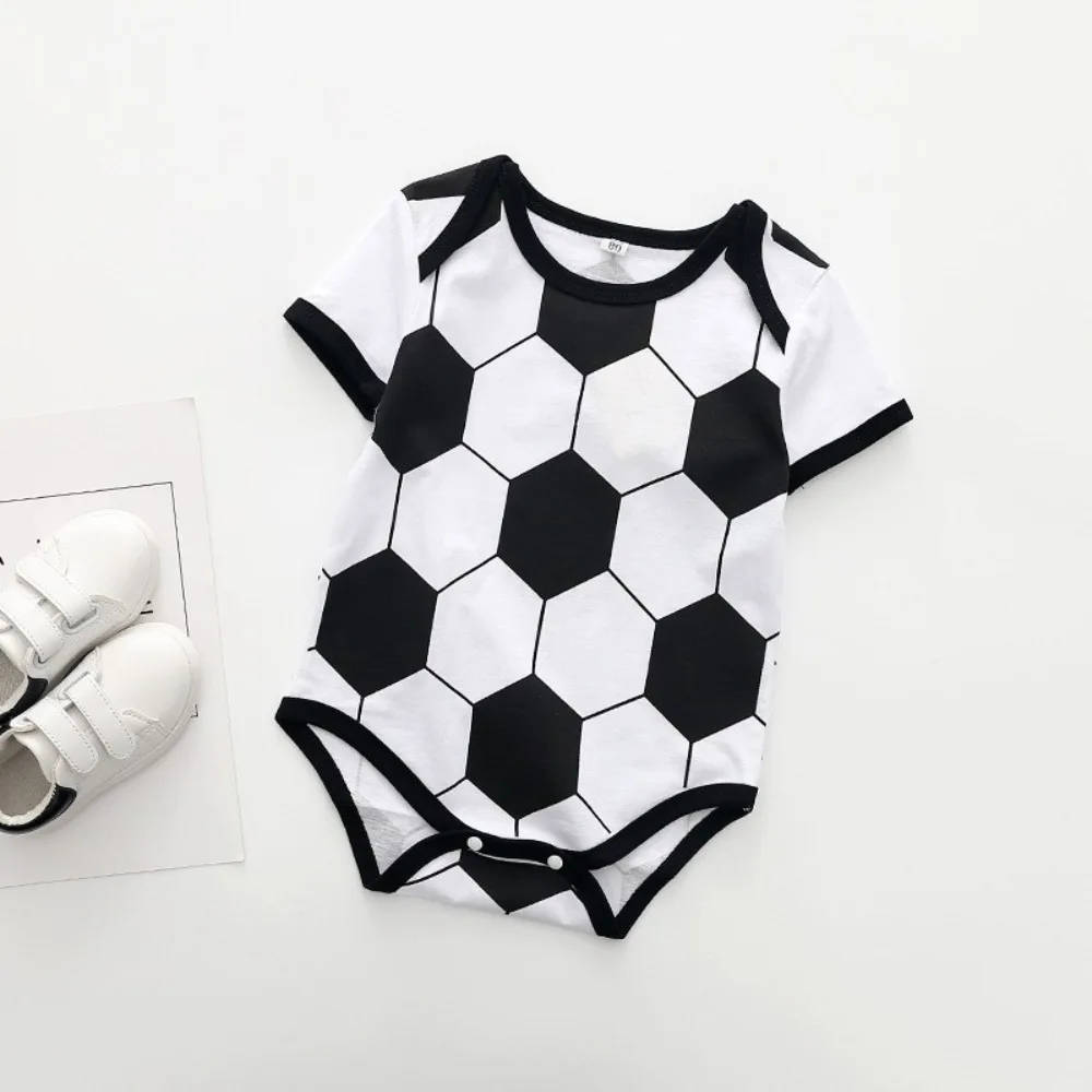 Cotton Baby Bodysuit Summer Infant Newborn Jumpsuit Short Sleeve Cartoon Baby Clothes Football Kid