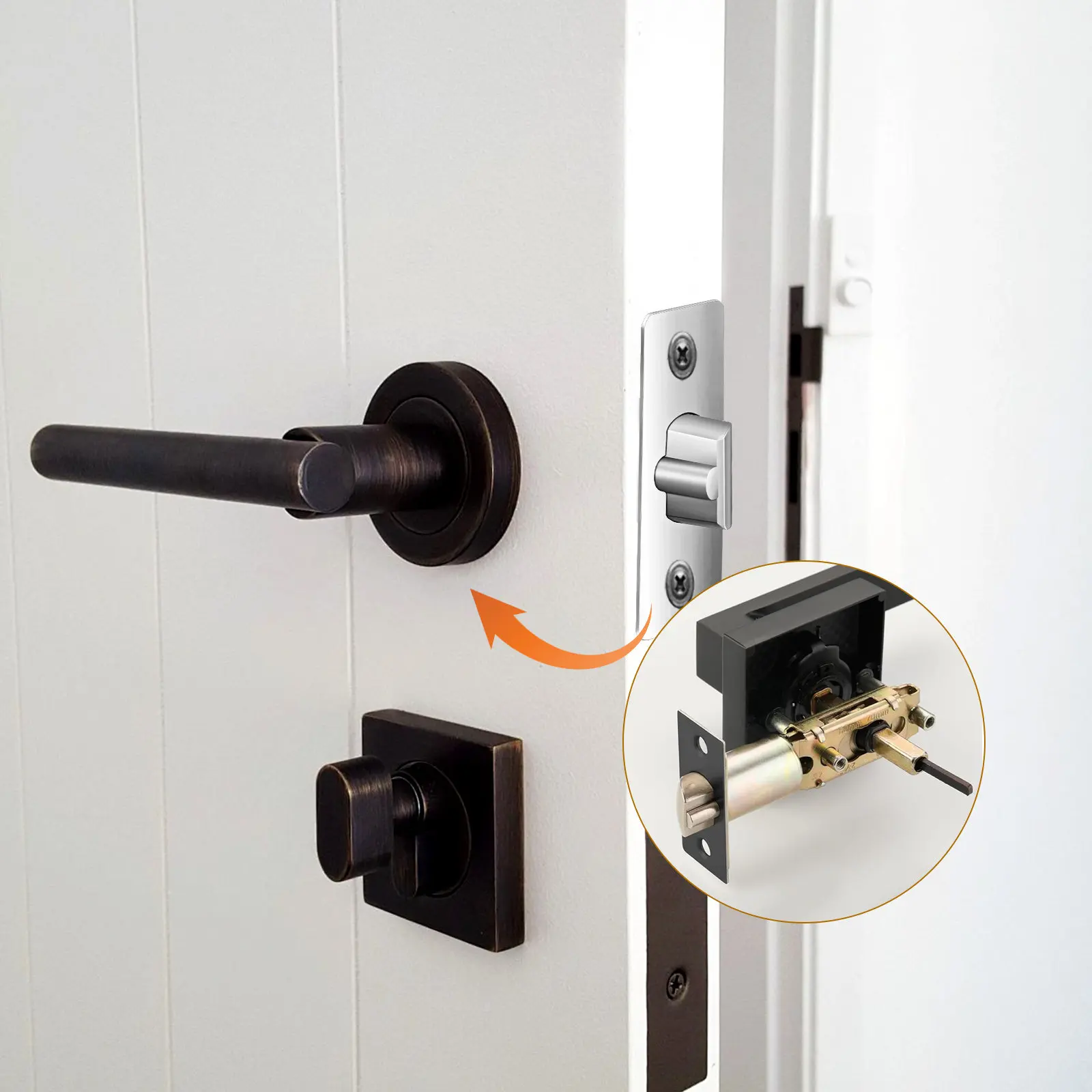 Adjustable Door Lock Latch Universal Replacement Part Deadbolt Latch for Interior Front Door Handle Security Lock Hardware