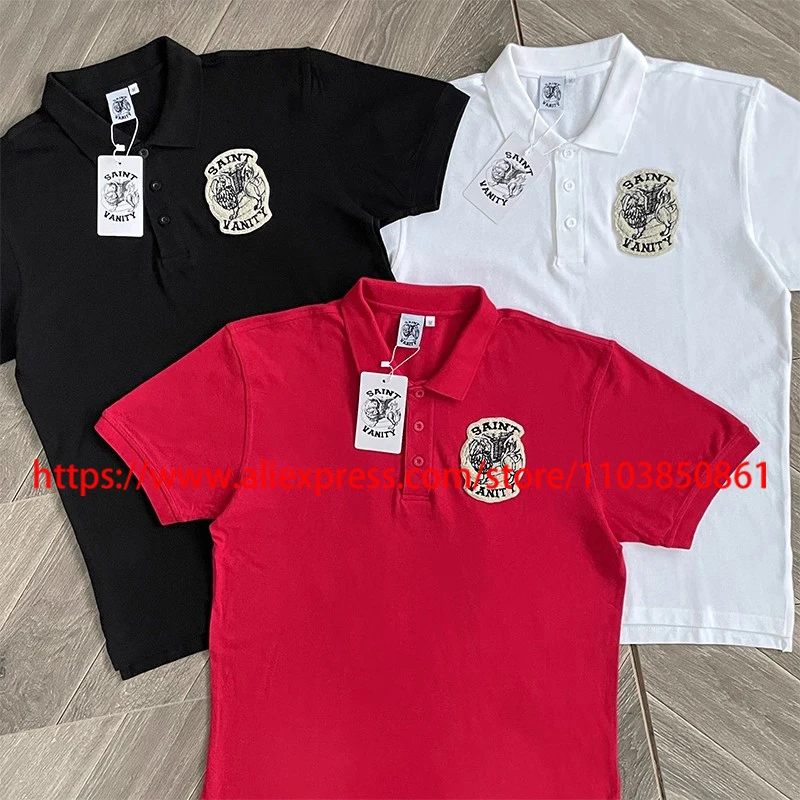 

New Style SAINT VANITY T-shirt High Street Casual Embroidery Logo SAINT VANITY Polo Shirt Short-sleeve