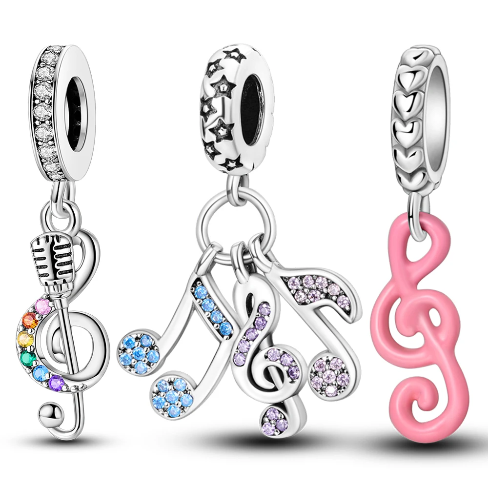 Beads Silver 925 Charms Music Notes Headset Charm Fit Original Bangle Bracelet DIY Jewelry Pendant Gift For Women