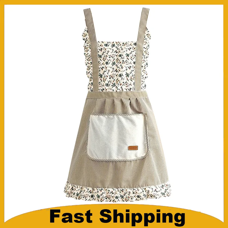 1 Piece For Women's Floral Home Apron With Pocket Adjustable Apron For Kitchen Cooking Baking Grilling Chef's Apron