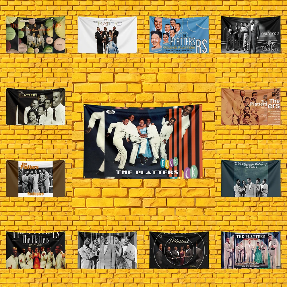 The Platters Style Rock Flag 3x5 FT 90x150cm Polyester Wall Hanging For Concert Decor Music Lover