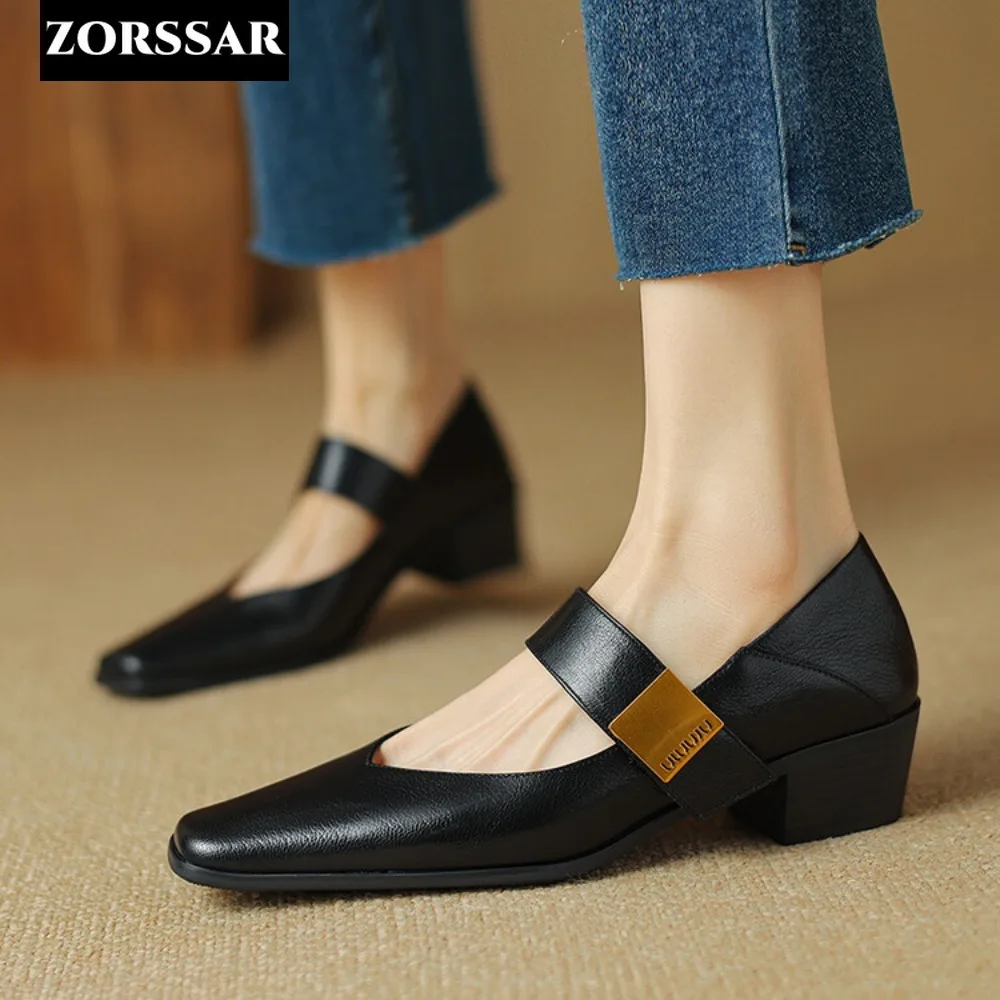 

Fashion Flats 2024 Brand Design Square Toe Women Ballet Shoes Casual Buckle Strap Female Dress Shoes Low Heels Office Work Shoes