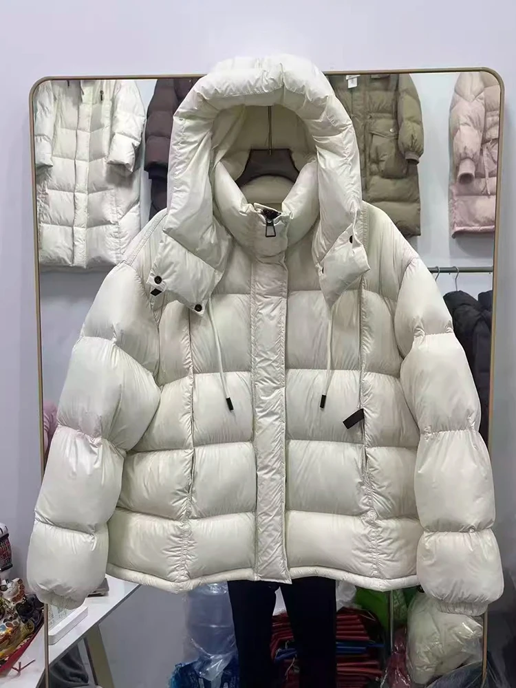 

Korean Edition Puff Fashion Hoodie Down Jacket Thick Women's Winter New Loose Solid Breadms Short Style Trend Coat