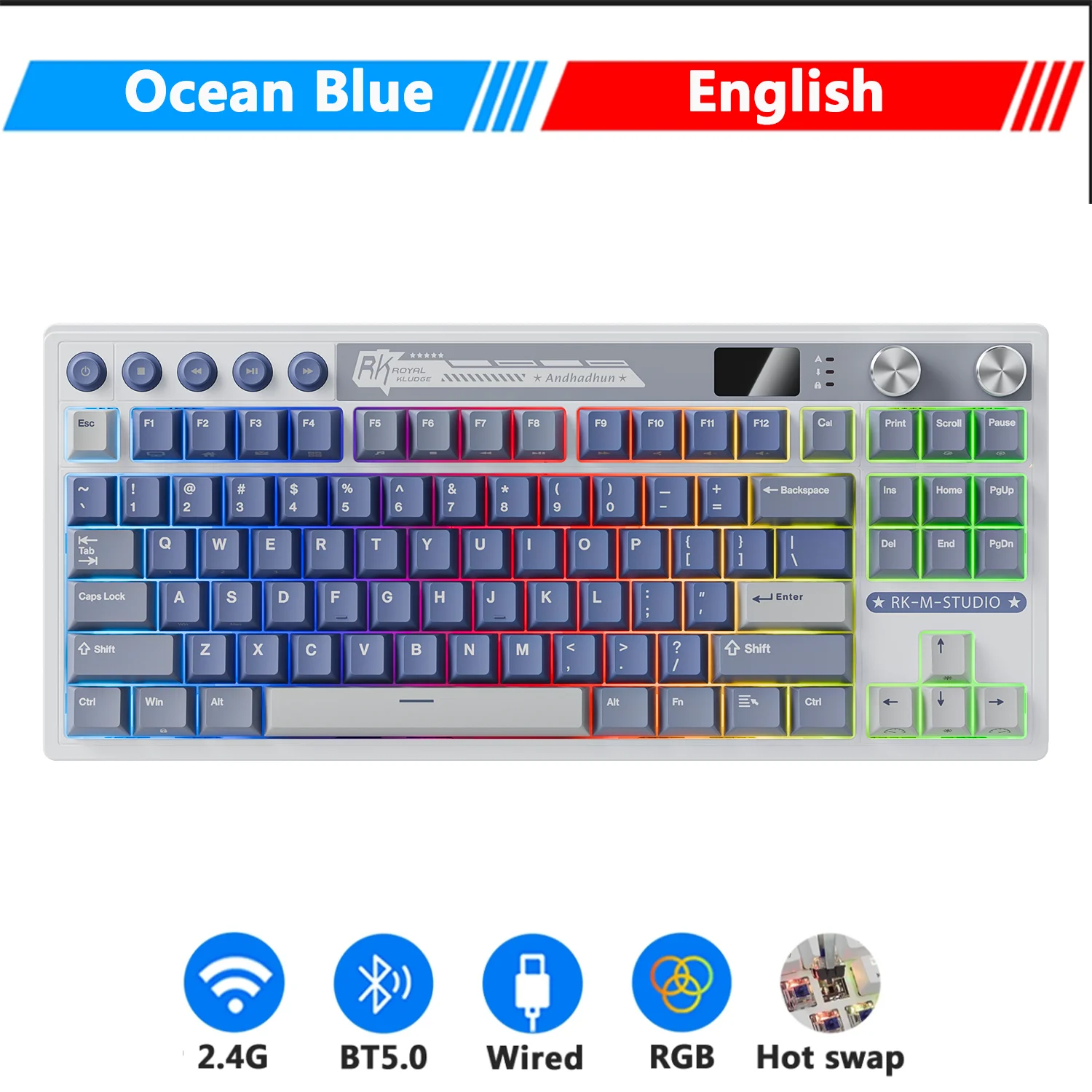 M87 RK ROYAL KLUDGE メカニカルキーボード ワイヤレス/Bluetooth/2.4G