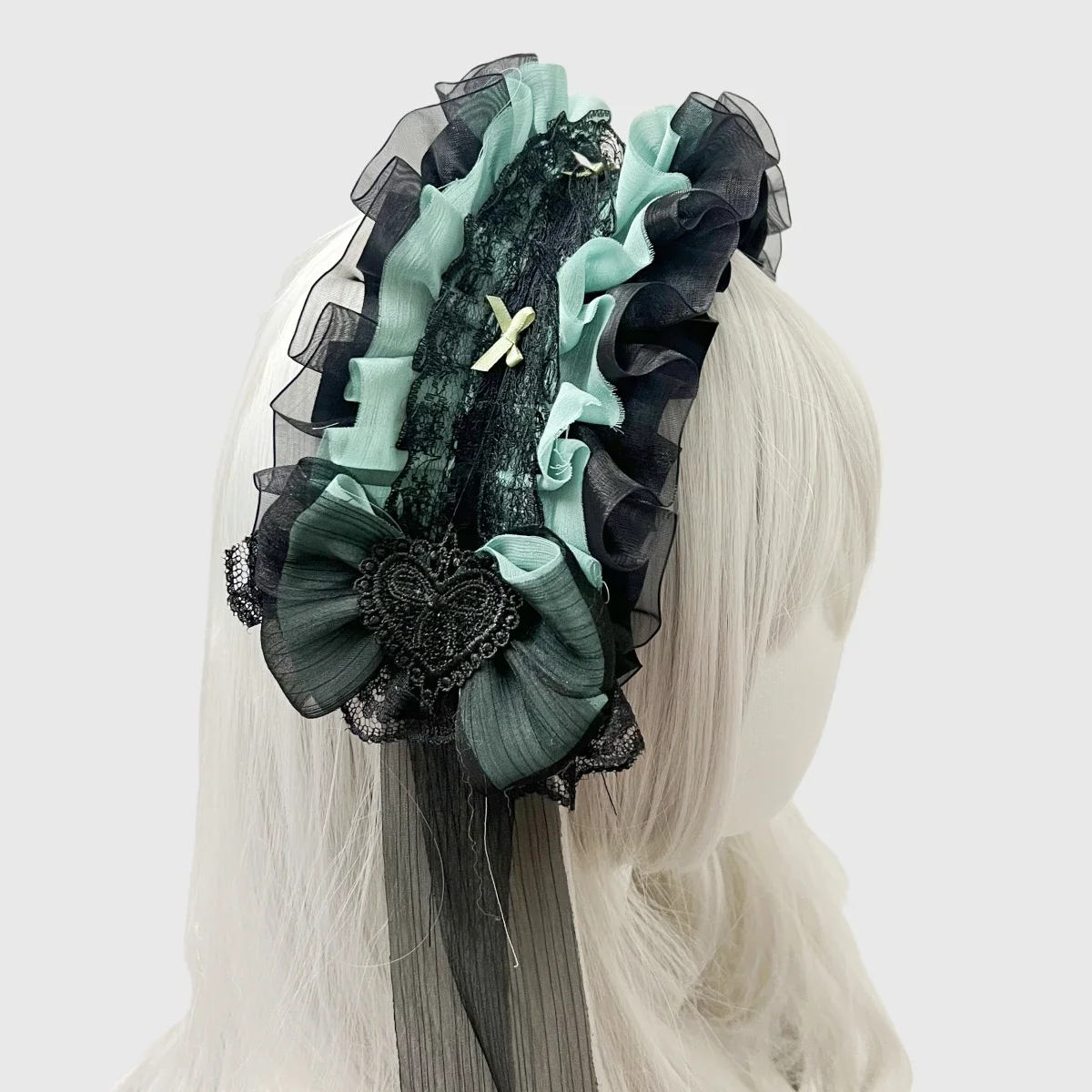 Diadema de Cosplay de sirvienta, cinta de encaje bonita y encantadora, tocado de lazo, banda para el cabello, accesorio de Lolita, tocado Kawaii