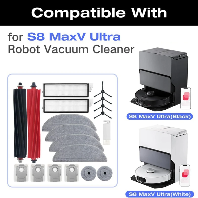 مجموعة ملحقات مكنسة كهربائية روبوت ، فرشاة جانبية دوارة ، فلتر ، قماش ممسحة ، أكياس غبار ، Xiaomi Roborock S8 Maxv Ultra