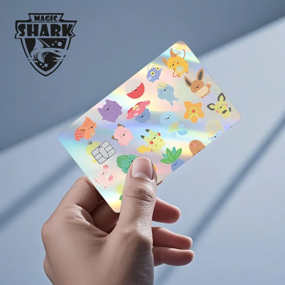 Magic Shark Holographic Laser Mewtwo Snorlax Pikachu Gengar บัตรเครดิต Debit Bank ฟิล์มสติกเกอร์ผิวฝาครอบด้านหน้า
