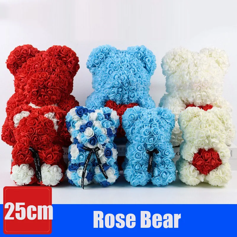 

Valentine's birthday gift to his girlfriend Rose 25cm bear Christmas Gift Immortal Rose Bear Teacher's Day Gift