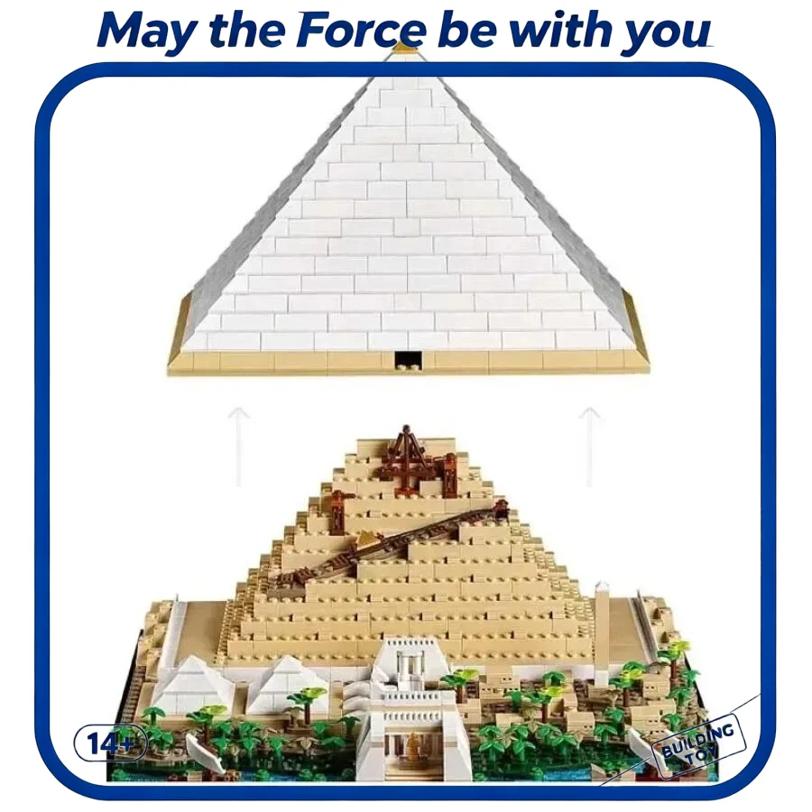 1476PCS Architecture Egyptian Pyramid Building Block Set, Ancient Egypt Landmark Model, Display Gift for Adults Friends