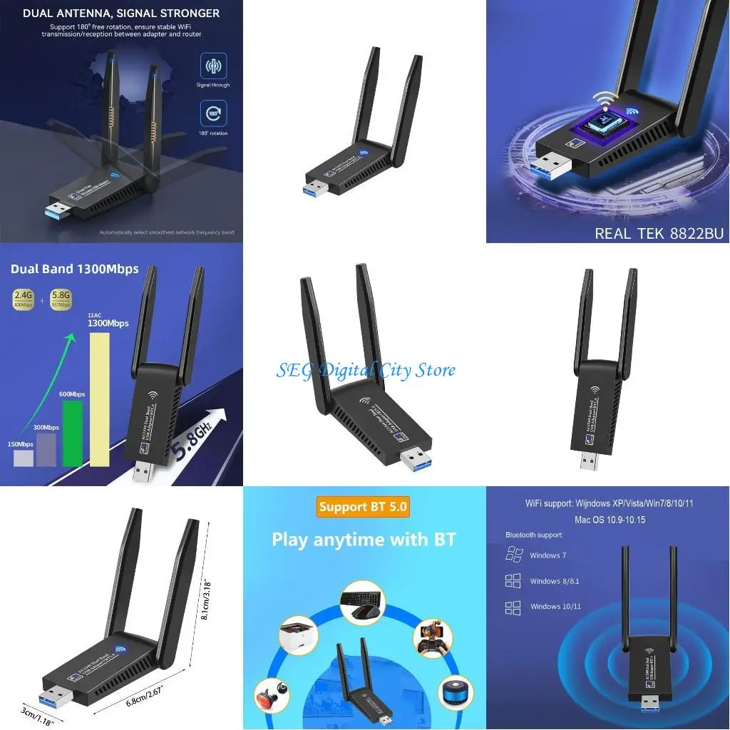 

U75B 1300M USB WiFi Adapter Mini Card 2.4G Wireless Adapter Card