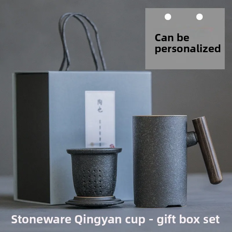 

Керамическая кружка с деревянной ручкой, чашка для заваривания чая с фильтром, товары для офиса и дома, изысканный подарок, прос