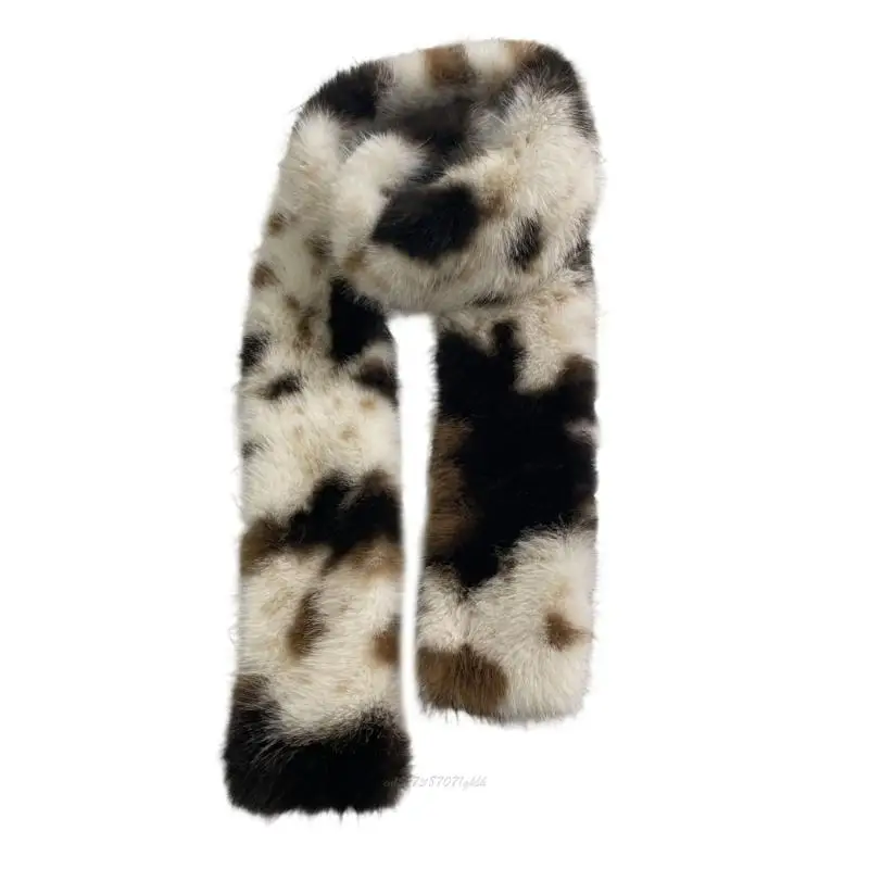 X5XA 세련된 겨울 표범 스카프 부드럽고 편안한 목도리 추운 날씨 필수