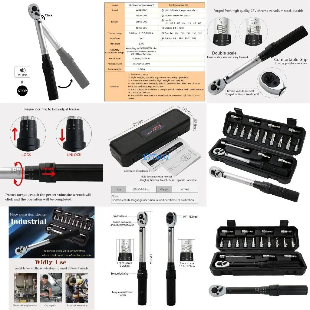 

E15A 18PCS Set Wrench Hand Tools Car Repair Ratchet Wrench Tool Mechanical Repair