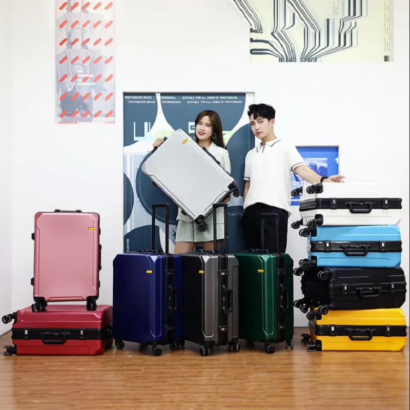 Aluminum Frame Suitcase Carry On Rolling Luggage Beautiful Boarding Cabin 20 22 24 26Inch With USB charging student trolley case