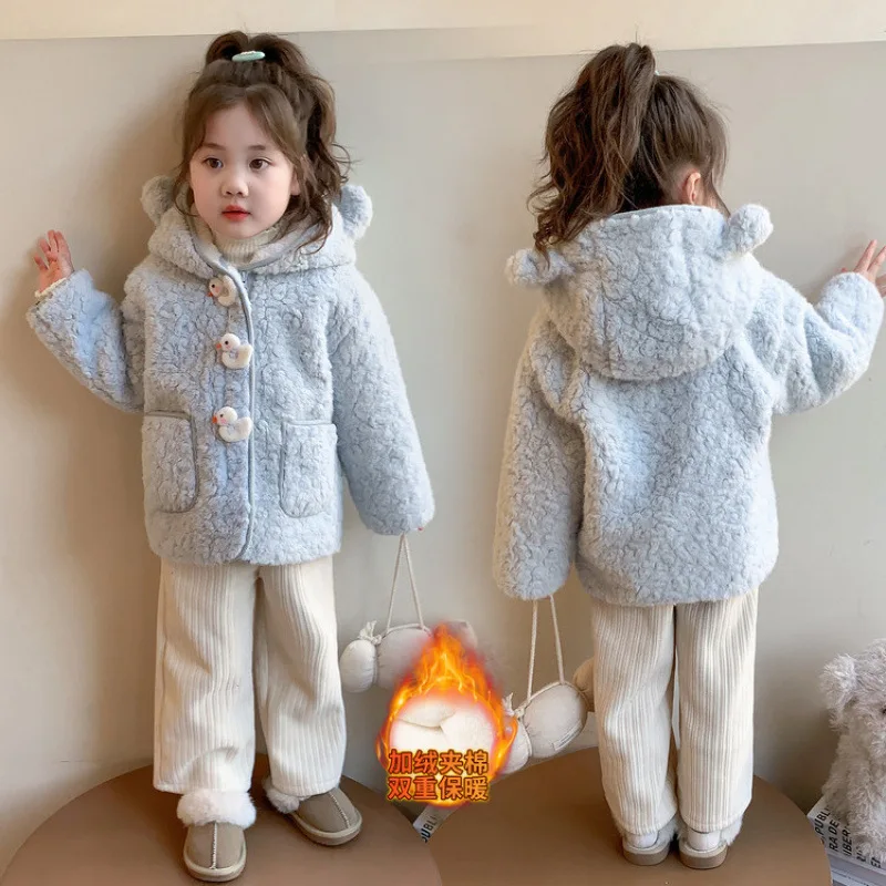 

2025 г., осенне-зимнее теплое пальто для девочек, однотонное утепленное пальто, удобные топы с капюшоном, детская одежда для детей от 7 до 12 лет