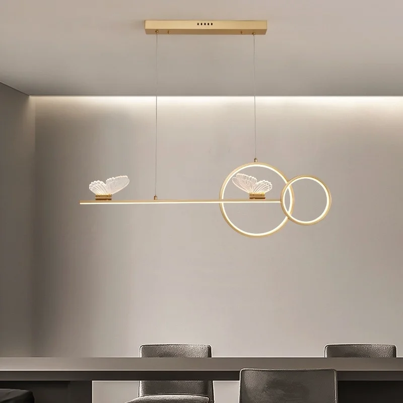 

Light luxury minimalist restaurant, long chandelier, post-modern living room, main light, designer creative LED lighting fixture