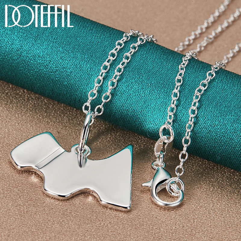 DOTEFFIL 925 Sterling Silver 18-30 Inch Chain Dog Tag Pendant Necklace For Women Wedding Engagement Party Fashion Charm Jewelry